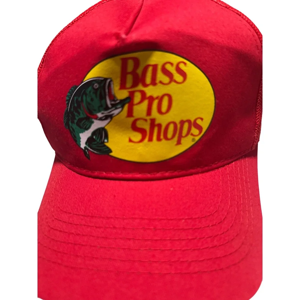 Bass Pro Shops Mens Mesh Trucker Hat Red Snapback Fishing Logo Cap